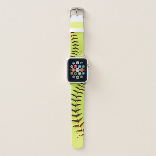 Personalized yellow softball ball apple watch band