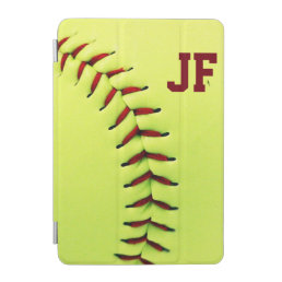 Personalized yellow softball ball iPad mini cover