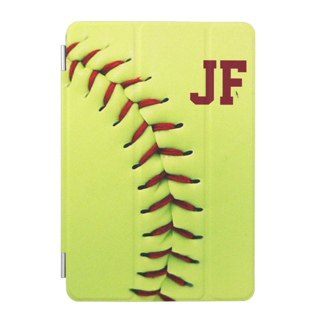 Personalized yellow softball ball iPad mini cover (Front)