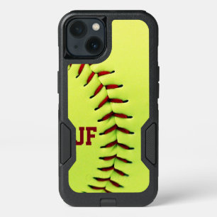 Personalized yellow softball ball iPhone 13 case