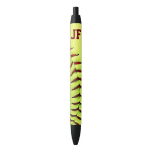 Personalized yellow softball ball pen