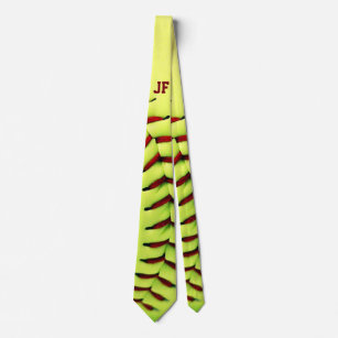 Personalized yellow softball ball tie