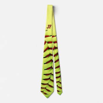 Personalized Yellow Softball Ball Tie by jahwil at Zazzle