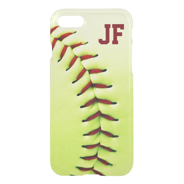 Personalized yellow softball ball uncommon iPhone case (Back)