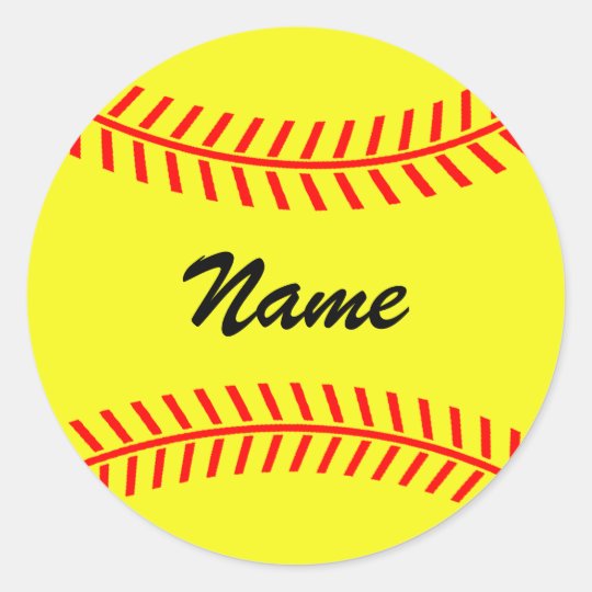 Personalized yellow softball stickers