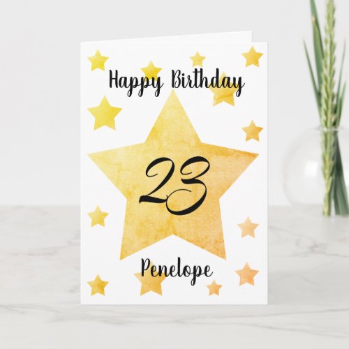 Personalized Yellow Stars 23rd Birthday Card