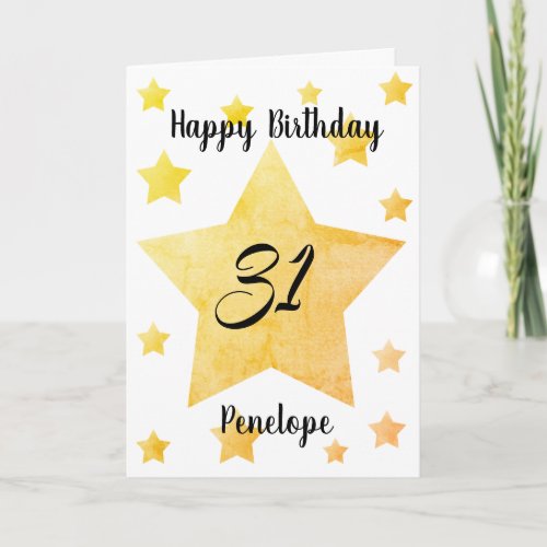 Personalized Yellow Stars 31st Birthday  Card