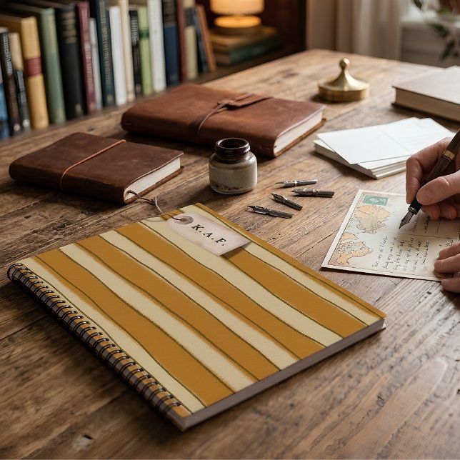 Personalized Yellow Striped Initial Bookmark Tag Notebook (Creator Uploaded)
