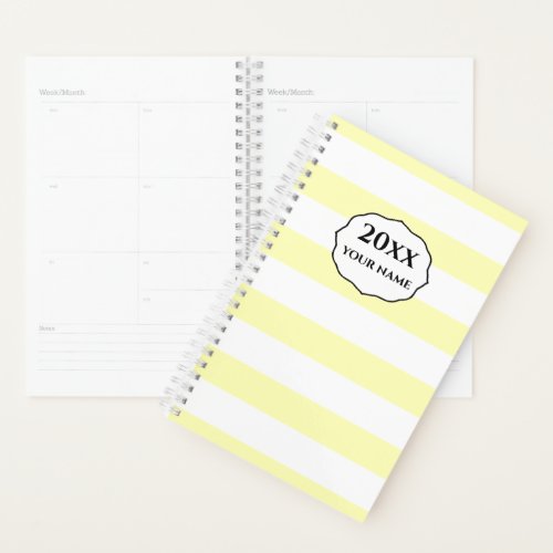 Personalized Yellow Stripes Planner Notebook