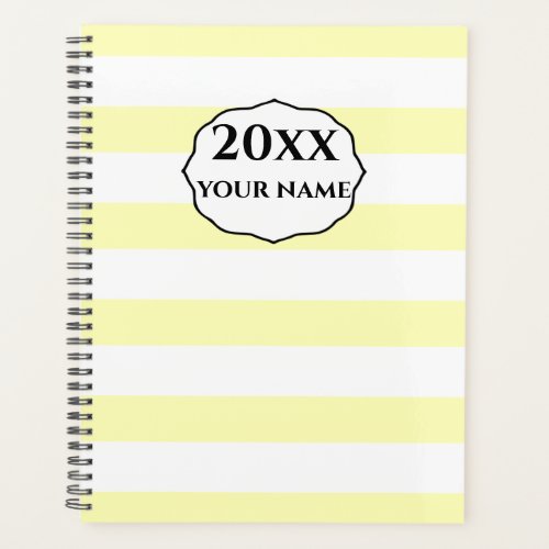 Personalized Yellow Stripes Planner Notebook