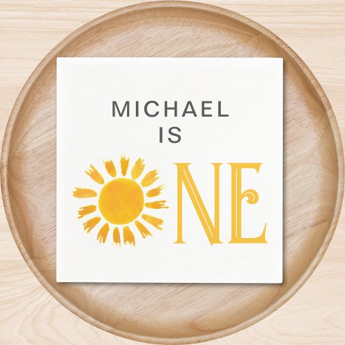 Personalized Yellow Sun First Birthday Party  Napkins