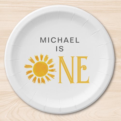 Personalized Yellow Sun First Birthday Party  Paper Plates