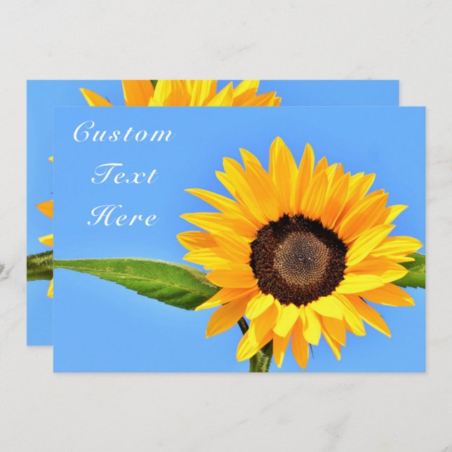 Personalized Yellow Sunflower Card Custom Text (Front/Back)