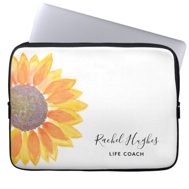 Personalized Yellow Sunflower Life Coach Laptop Sleeve (Front)
