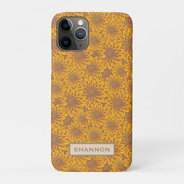 Personalized Yellow Sunflower Pattern iPhone Case (Back)