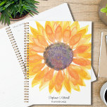 Personalized Yellow Sunflower Planner<br><div class="desc">This floral planner is decorated with a watercolor yellow sunflower.
Easily customizable with your name and year.
Original Watercolor © Michele Davies.</div>