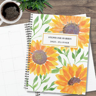 Personalized Yellow Sunflower  Planner