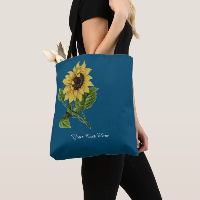 Personalized Yellow Sunflower Tote Bag (Close Up)