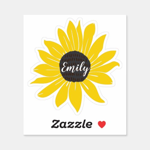 Personalized Yellow Sunflower Vinyl Sticker