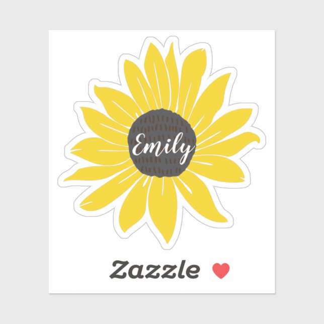 Personalized Yellow Sunflower Vinyl Sticker (Sheet)