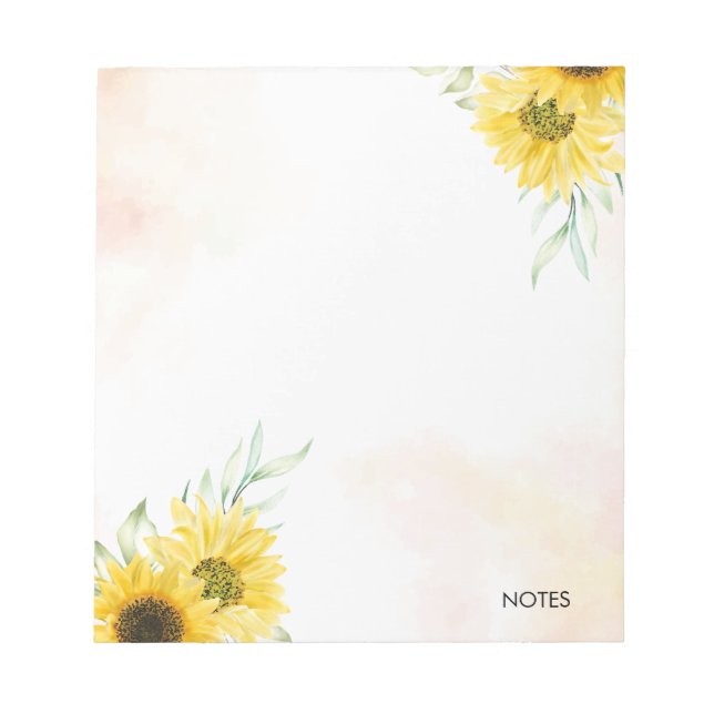 Personalized Yellow Sunflower Watercolor Notepad (Front)