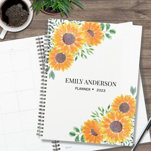 Personalized Yellow Sunflowers 2023 Planner