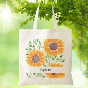 Personalized Yellow Sunflowers Foliage Tote Bag