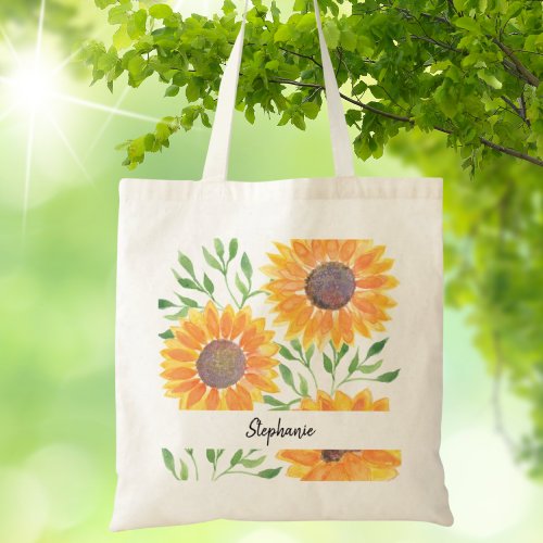 Personalized Yellow Sunflowers Foliage  Tote Bag