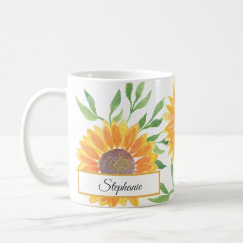 Personalized Yellow Sunflowers Pattern Coffee Mug