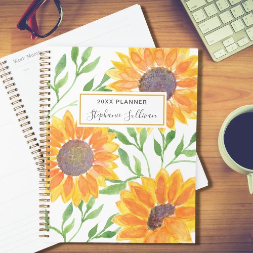 Personalized Yellow Sunflowers  Planner