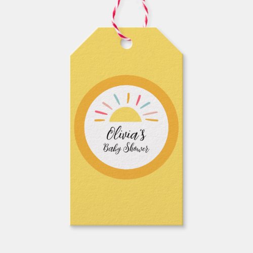 Personalized Yellow Sunshine Baby Shower Gift Tags