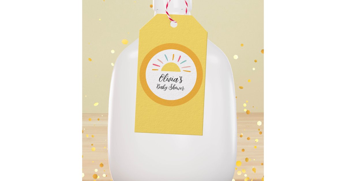 Personalized Yellow Sunshine Baby Shower Gift Tags | Zazzle