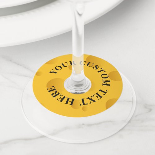 Personalized yellow Swiss cheese Wine Glass Tag