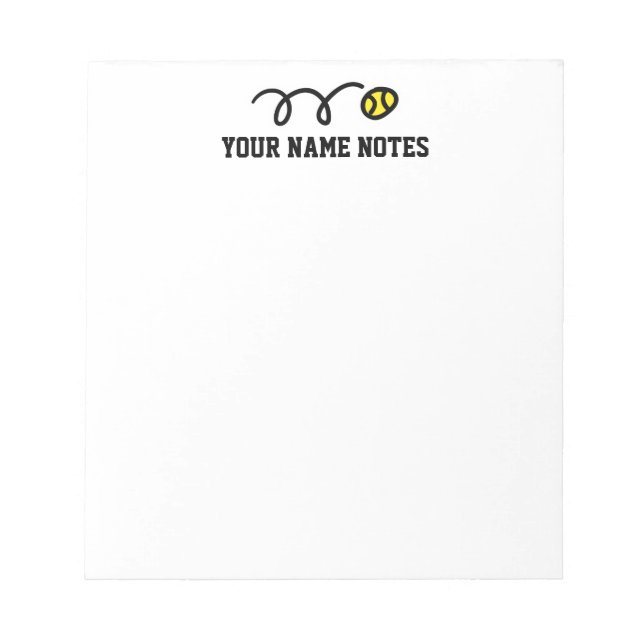 Personalized yellow tennis ball notepad (Front)