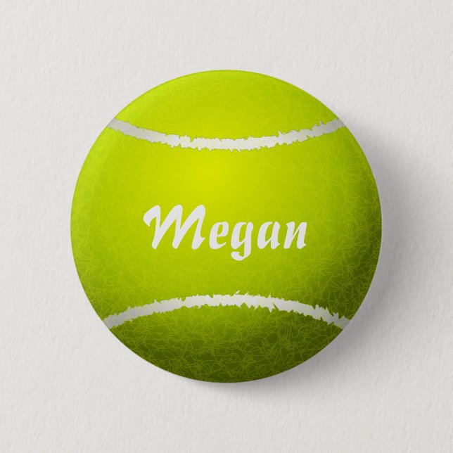 Personalized Yellow Tennis Ball Pinback Button (Front)