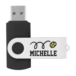 Personalized yellow tennis ball USB flash drive