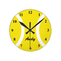 Personalized yellow tennis ball wall clock