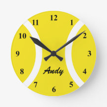 Personalized yellow tennis ball wall clock