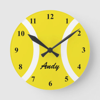 Personalized yellow tennis ball wall clock