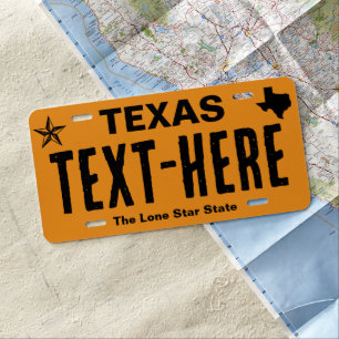 Personalized Yellow Texas License Plate