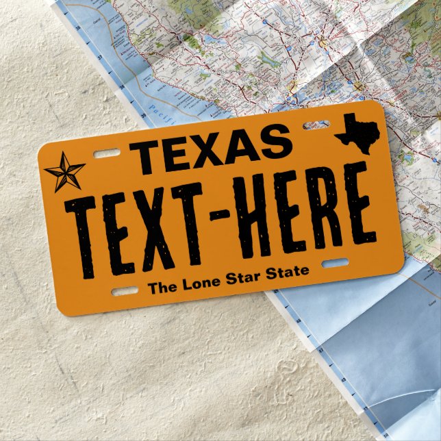 Personalized Yellow Texas License Plate (In Situ)