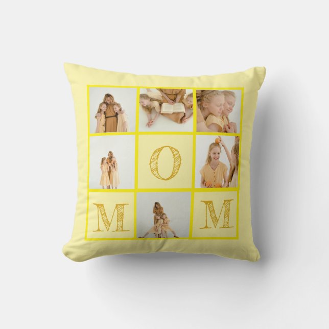 Personalized Yellow Throw Pillow – Custom Photo & (Front)
