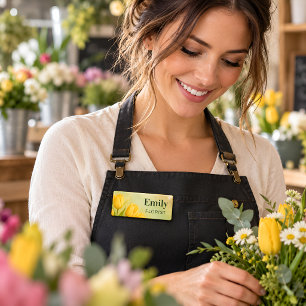 Personalized Yellow Tulips Florist Name Tag