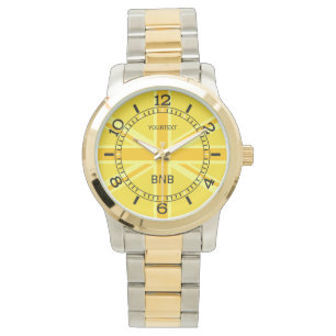 Personalized Yellow Union Jack British Flag Dial Watch