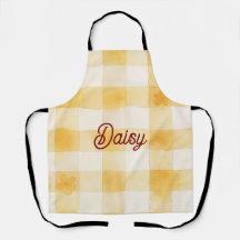 Personalized Yellow Watercolor Checkerboard Floral