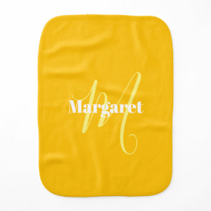 Personalized yellow &white custom name baby burp cloth
