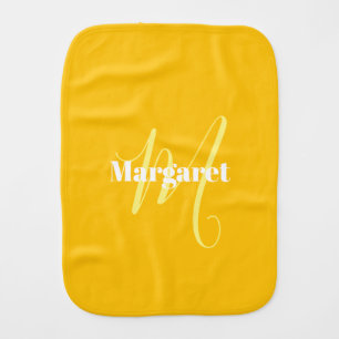 Personalized yellow &white custom name baby burp cloth