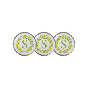 Personalized Yellow White Daffodil Garland Golf Ball Marker