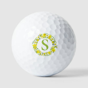 Personalized Yellow White Daffodil Garland Golf Balls