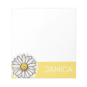 Personalized Yellow & White Daisy Notepad 